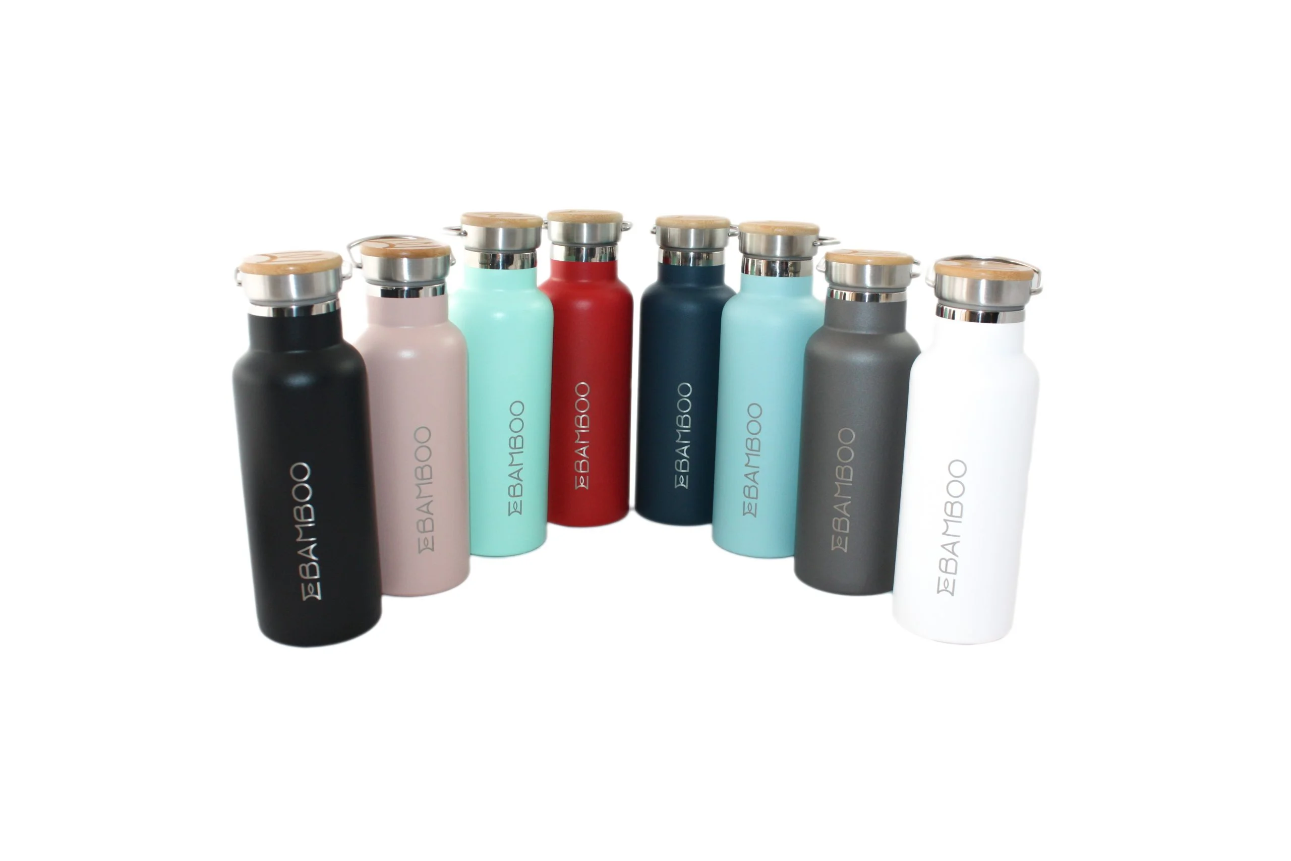 Botellas térmicas modelo POLAR en ocho colores distintos (negro, rosa, turquesa, rojo, azul marino, azul cielo, gris y blanco)